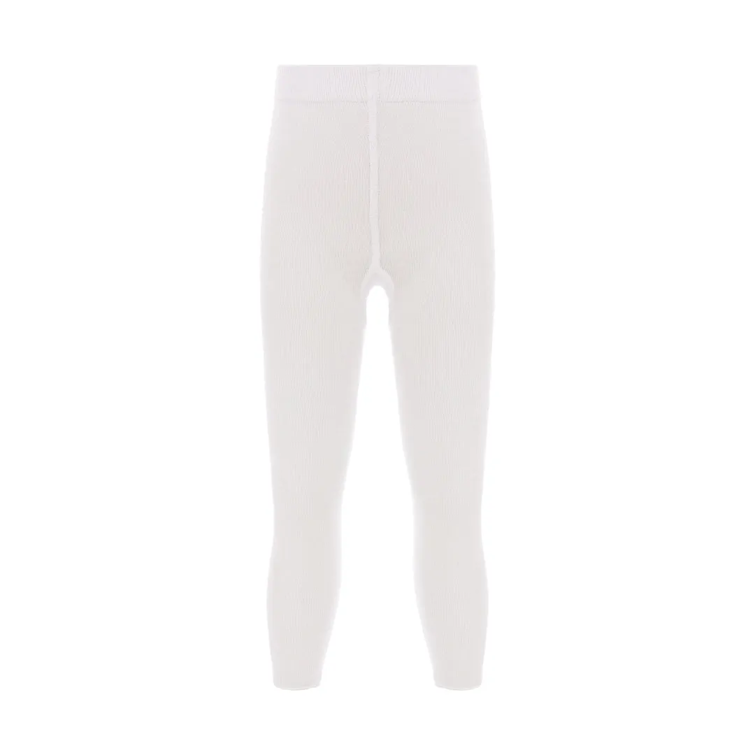 Cream Plain Solid Tights