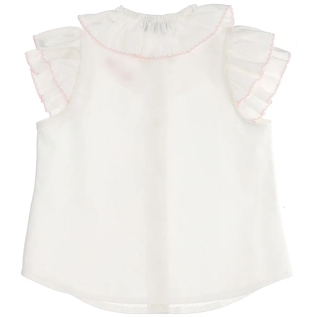 Cream Ruffle Buttoned Blouse