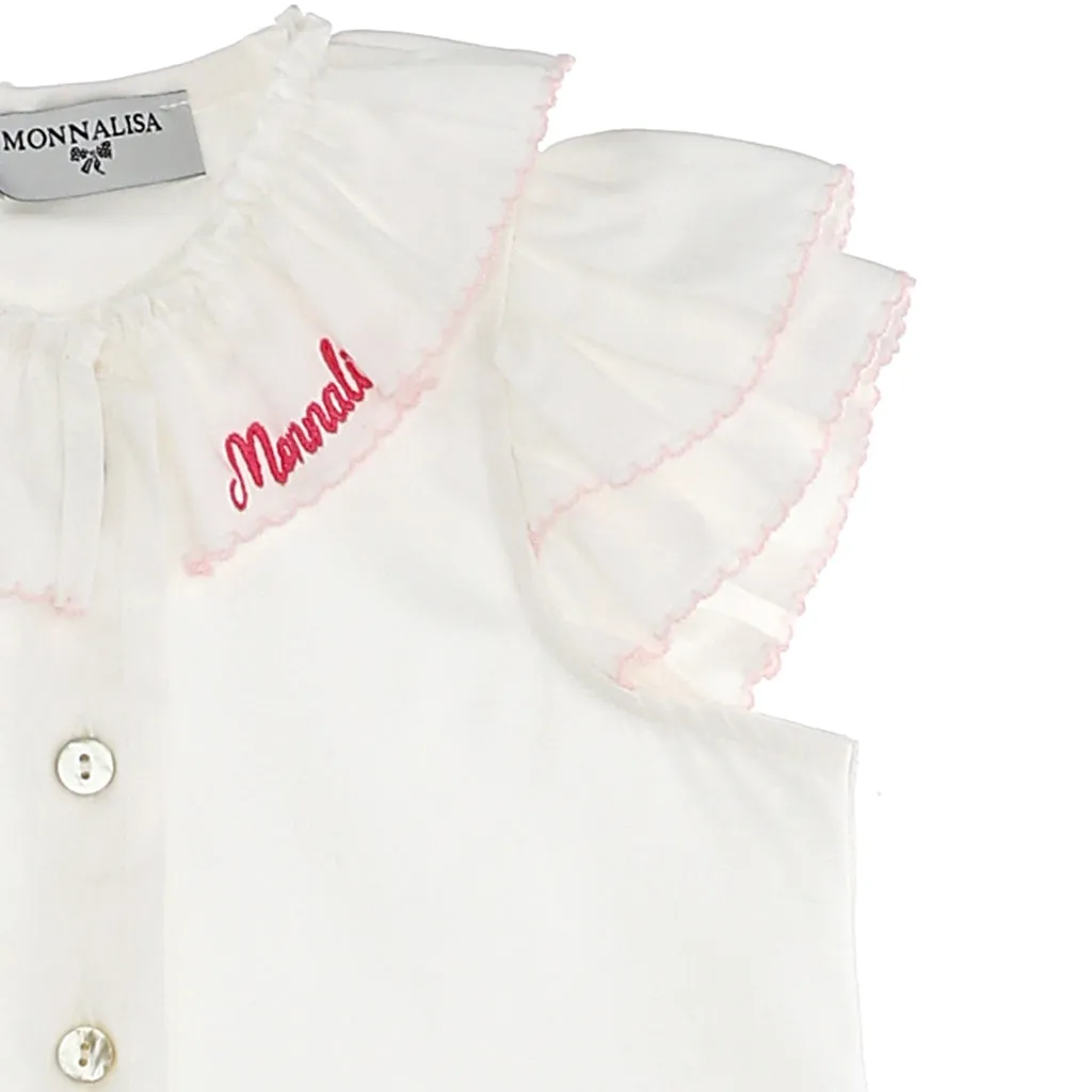 Cream Ruffle Buttoned Blouse