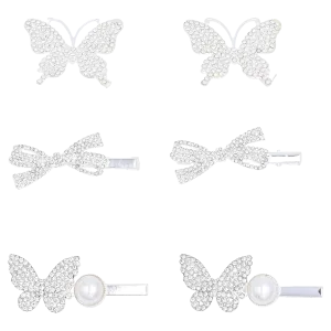 Crystal Bow & Butterfly Mosaic Hair Clips
