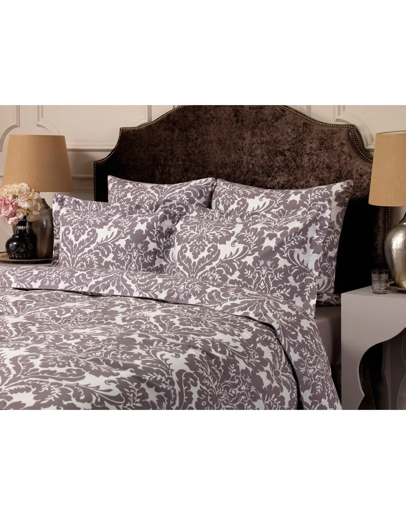 Damask Pillowcase | Dusty Gray x Brown x Ivory TOGAS