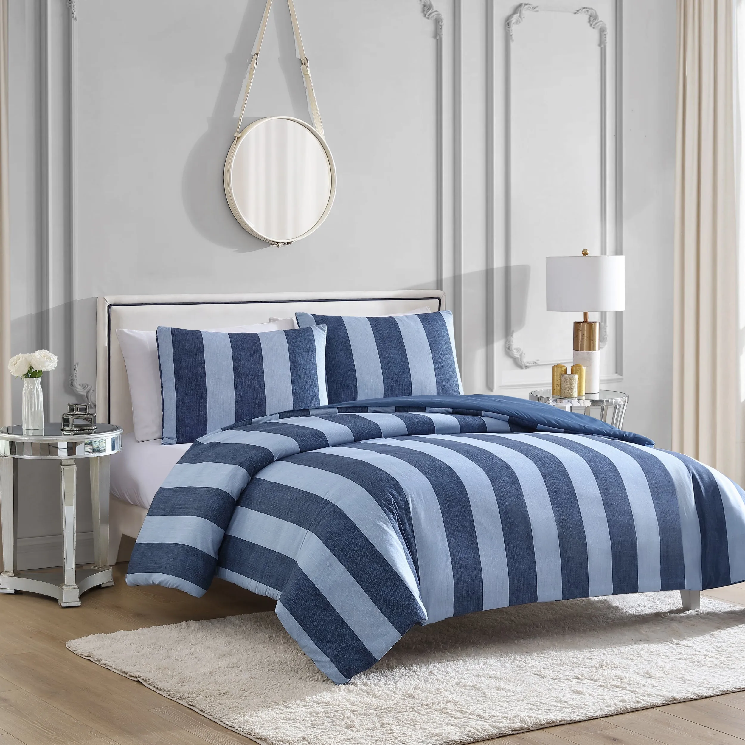 Denim Stripe Reversible Comforter Set Juicy Couture