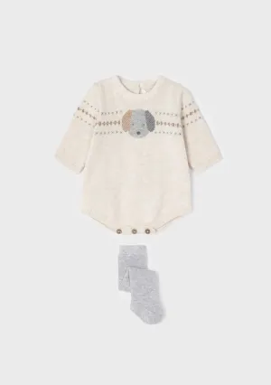 ECOFRIENDS knitted romper with tights set newborn | Mayoral