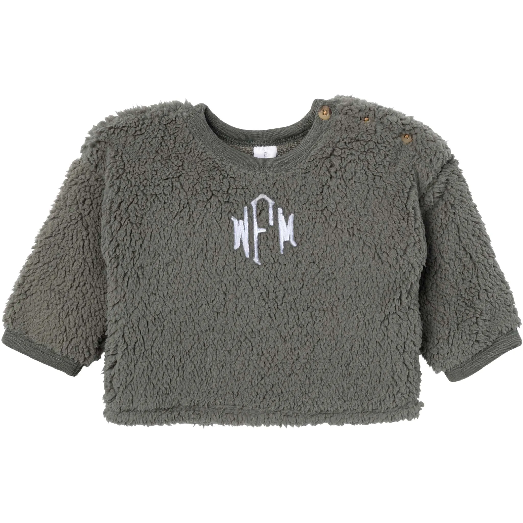 Embroidered 2-Piece Baby Boys Dark Green Sherpa Drop Shoulder Top & Pants Gerber Childrenswea