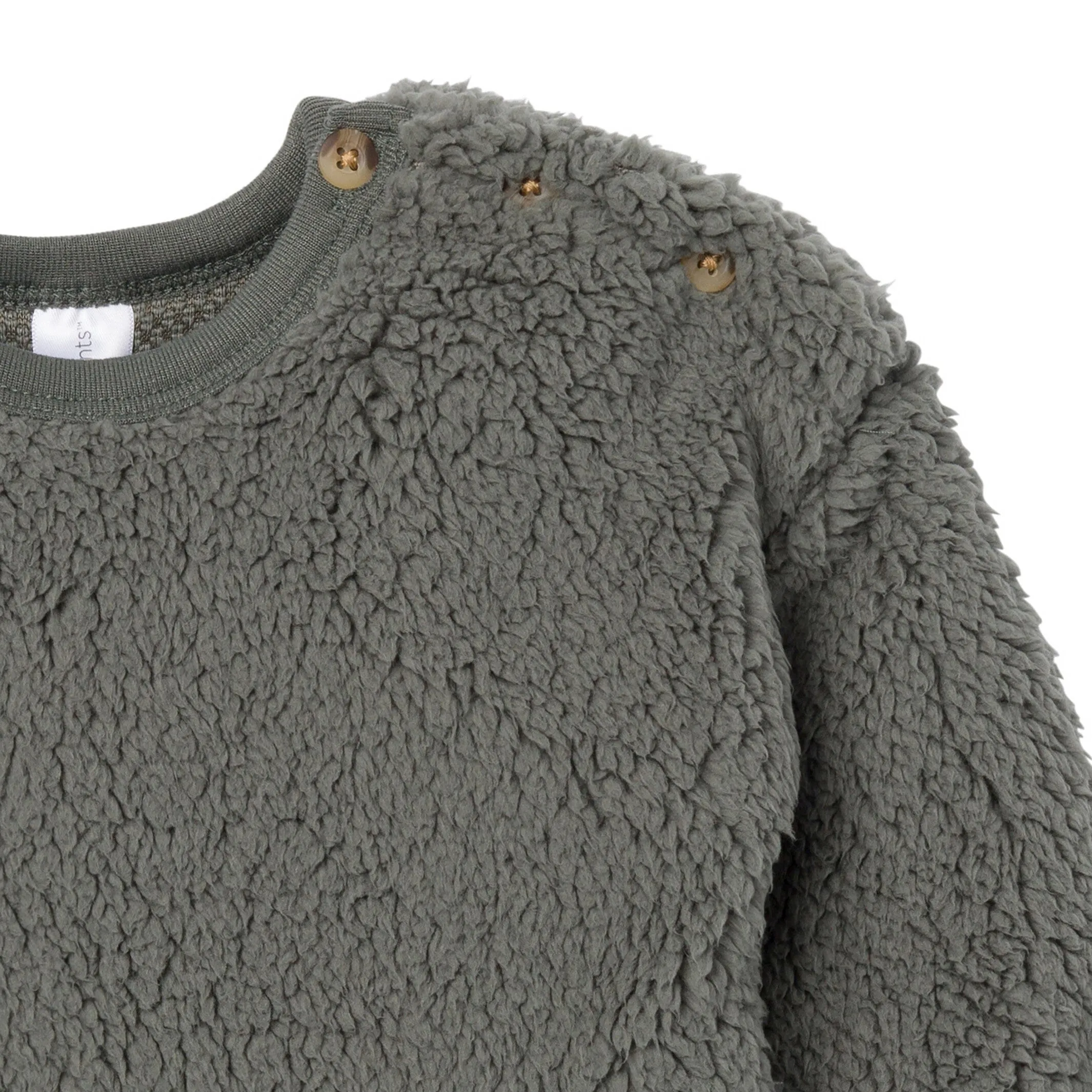 Embroidered 2-Piece Baby Boys Dark Green Sherpa Drop Shoulder Top & Pants Gerber Childrenswea
