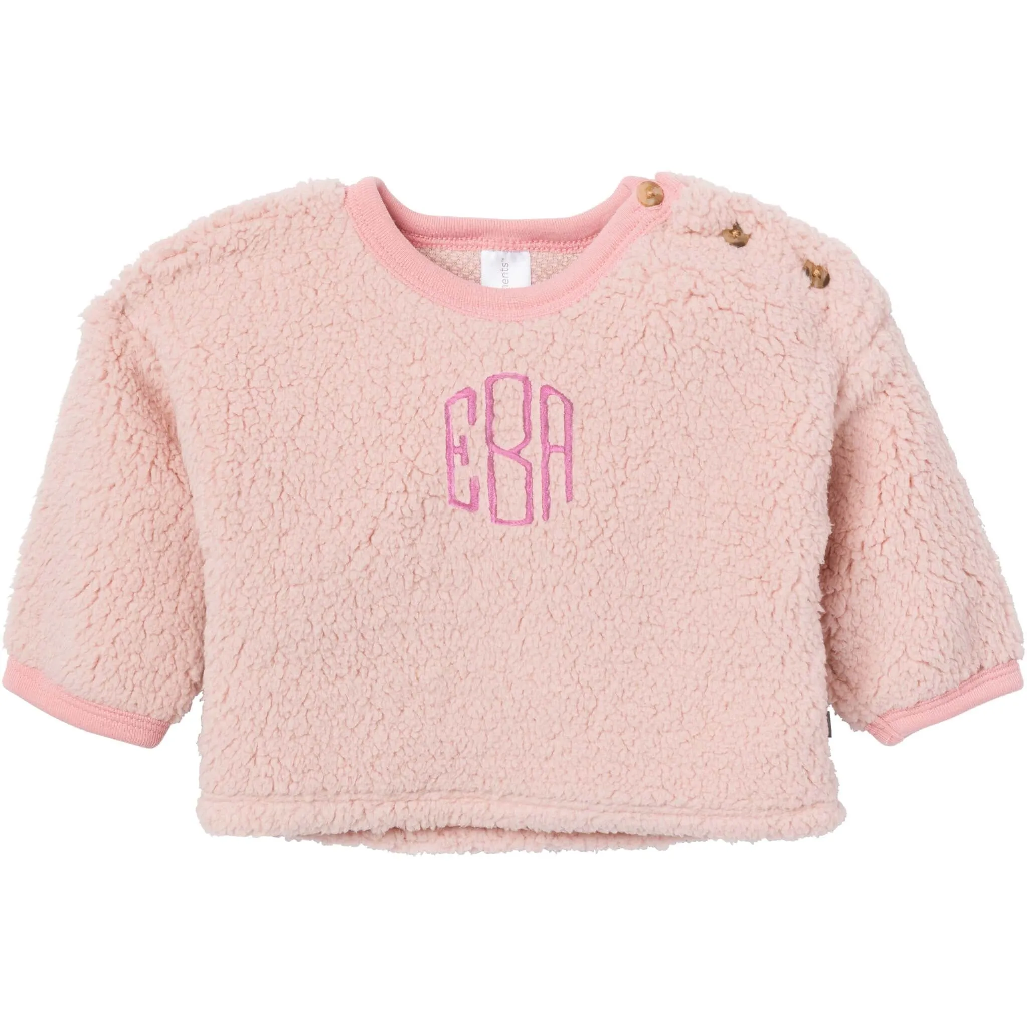 Embroidered 2-Piece Baby Girls Light Pink Sherpa Drop Shoulder Top & Pants Gerber Childrenswea