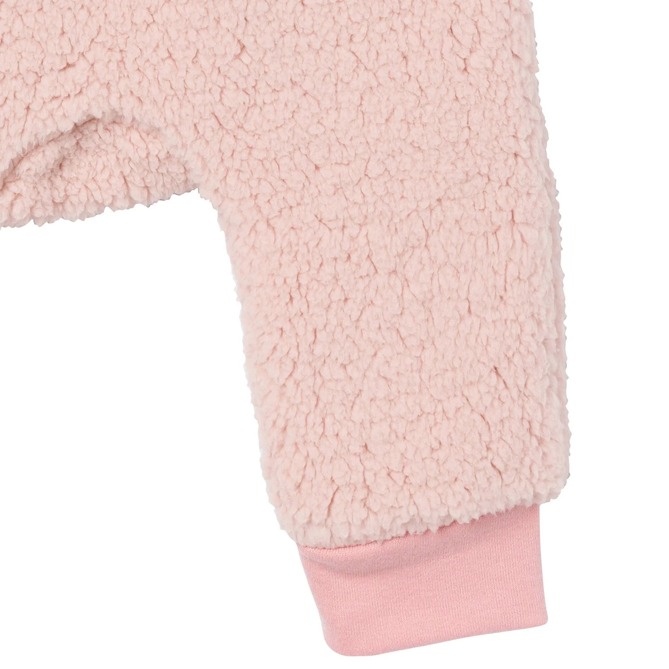 Embroidered 2-Piece Baby Girls Light Pink Sherpa Drop Shoulder Top & Pants Gerber Childrenswea
