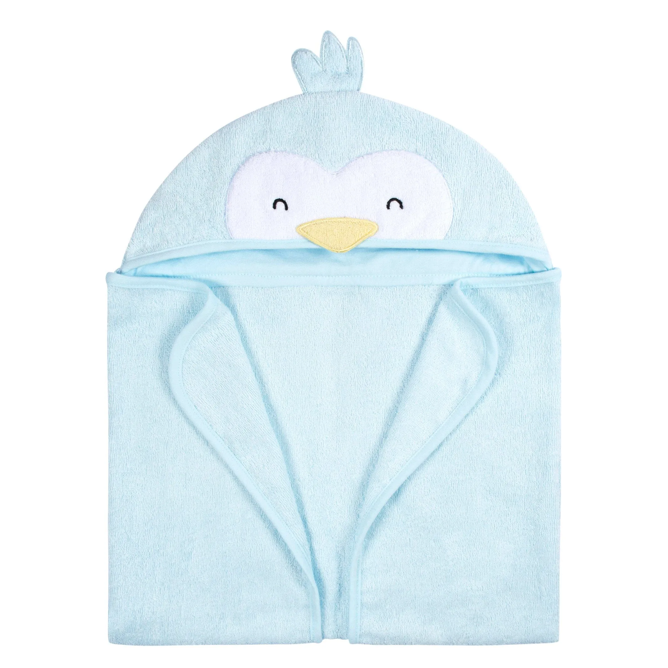 Embroidered 4-Piece Baby Neutral Blue Penguin Towel & Washcloths Set Gerber Childrenswea