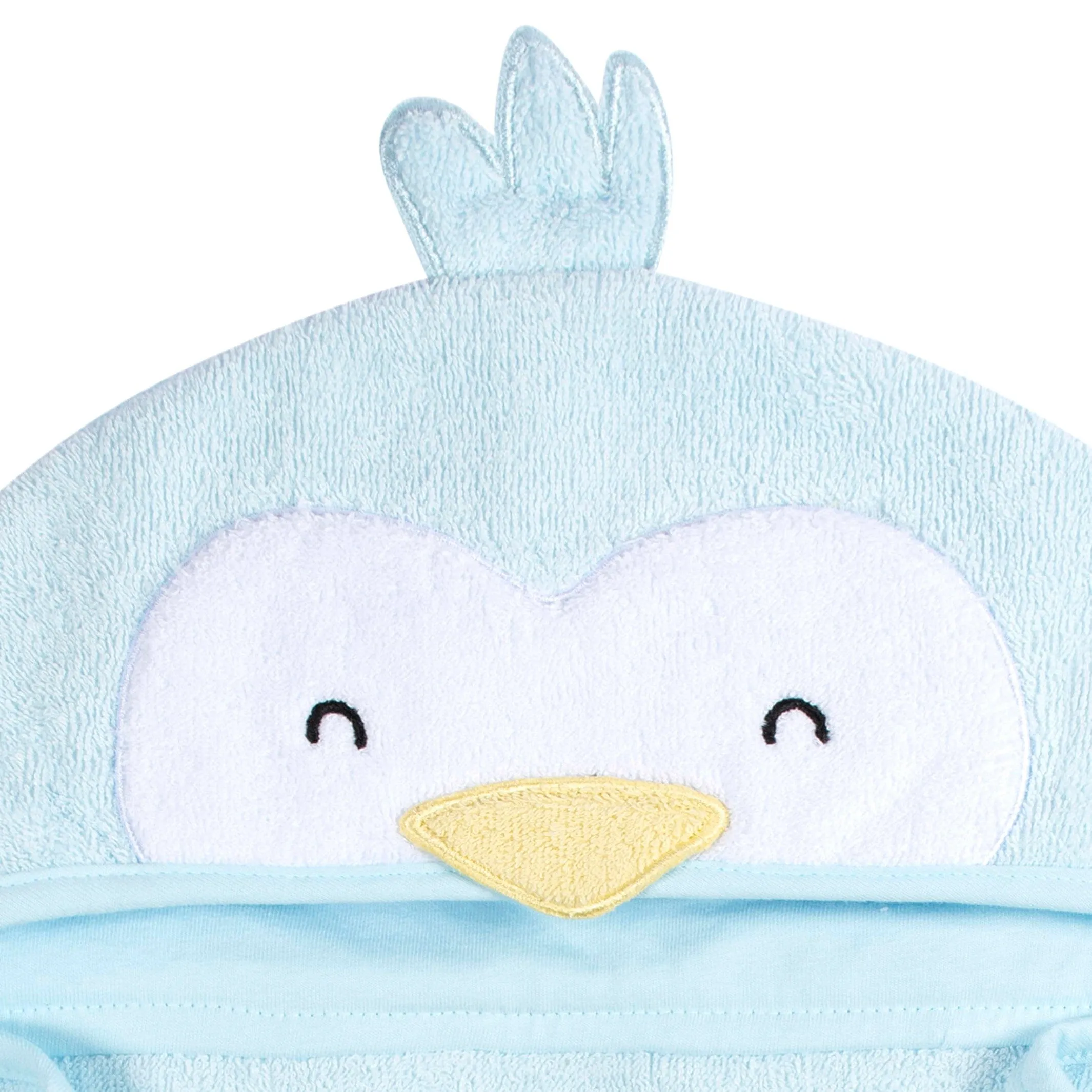 Embroidered 4-Piece Baby Neutral Blue Penguin Towel & Washcloths Set Gerber Childrenswea