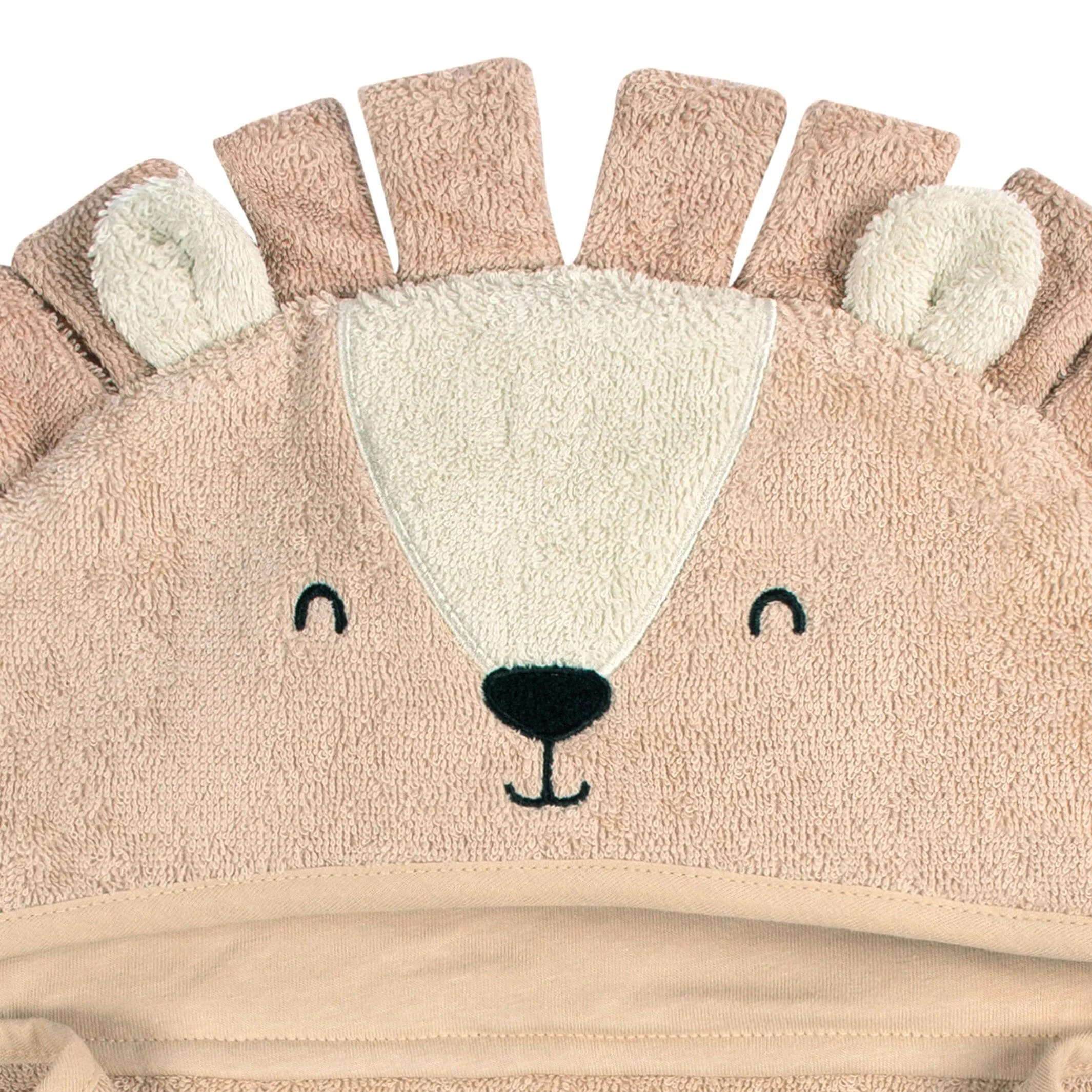Embroidered 4-Piece Baby Neutral Brown Lion Towel & Washcloths Set Gerber Childrenswea