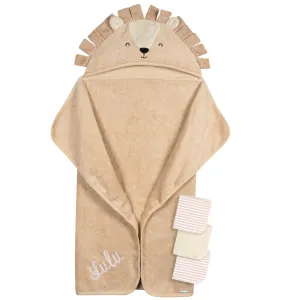 Embroidered 4-Piece Baby Neutral Brown Lion Towel & Washcloths Set Gerber Childrenswea