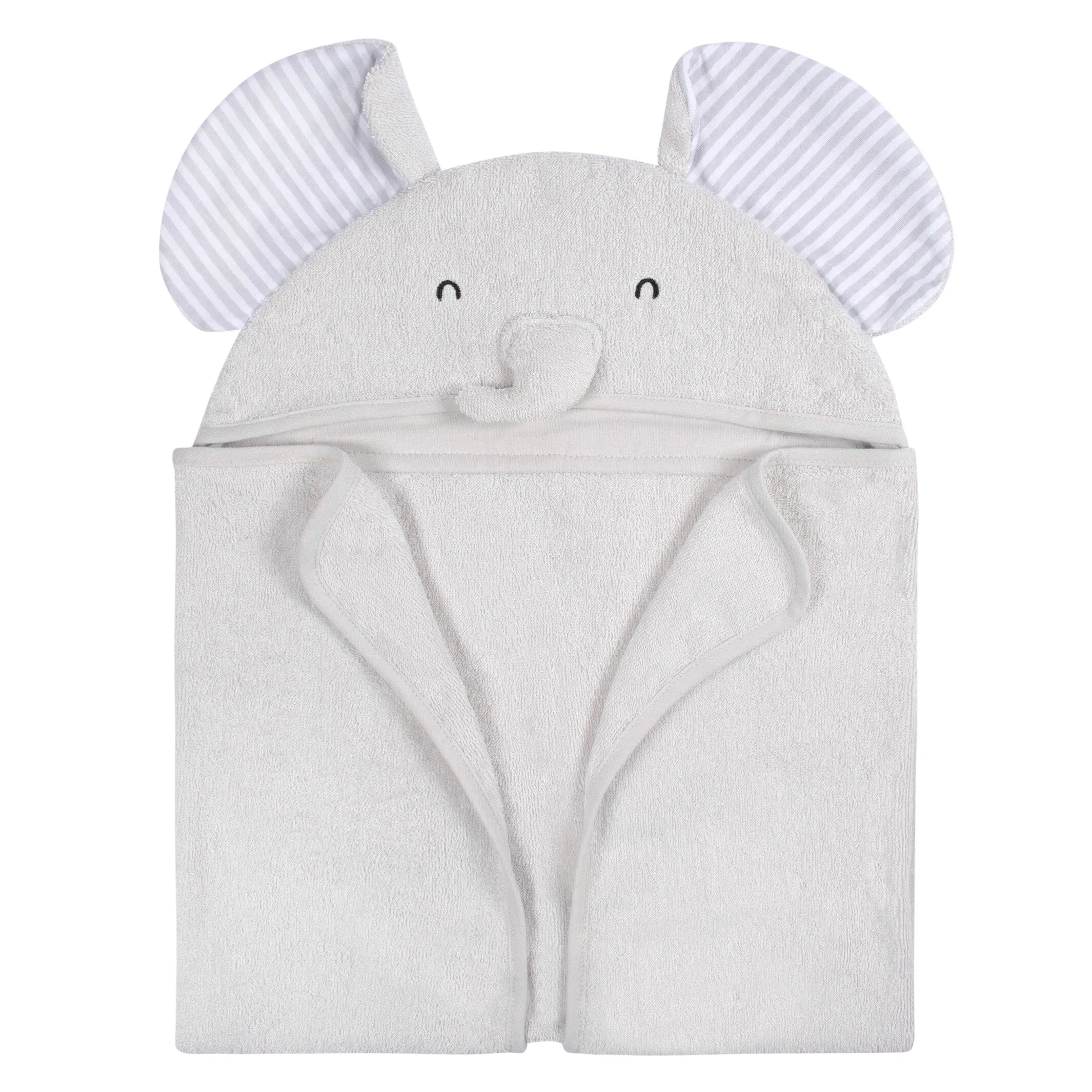 Embroidered 4-Piece Baby Neutral Grey Elephant Towel & Washcloths Set Gerber Childrenswea