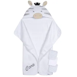 Embroidered 4-Piece Baby Neutral Zebra Towel & Washcloths Gerber Childrenswea