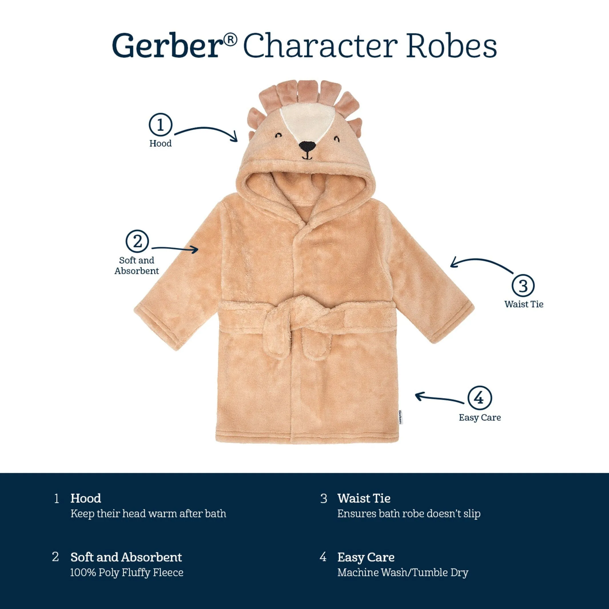Embroidered Baby Neutral Lion Robe Gerber Childrenswea