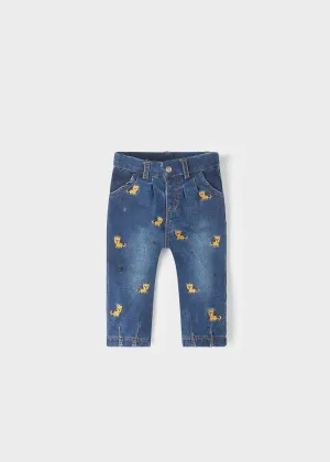 Embroidered Denim Pants Baby Girl | Mayoral