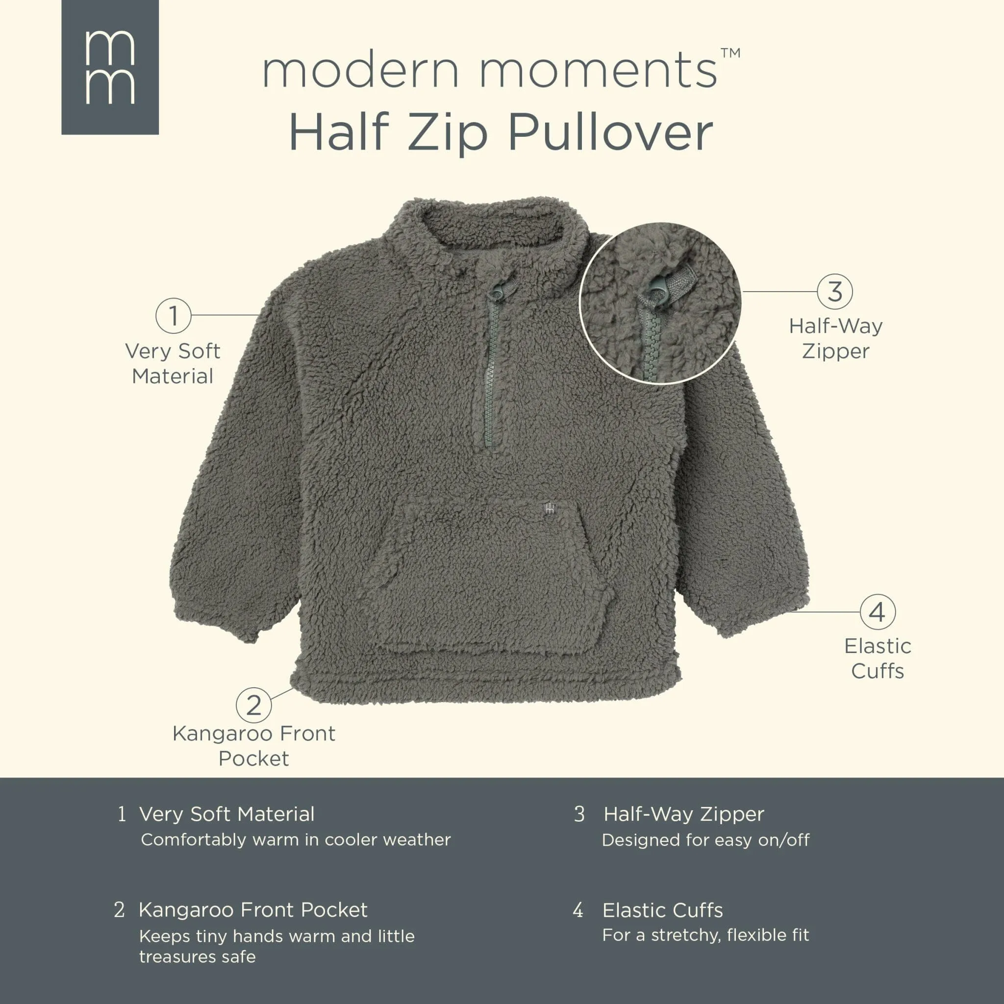 Embroidered Infant & Toddler Boys Dark Green Half-Zip Pullover Gerber Childrenswea