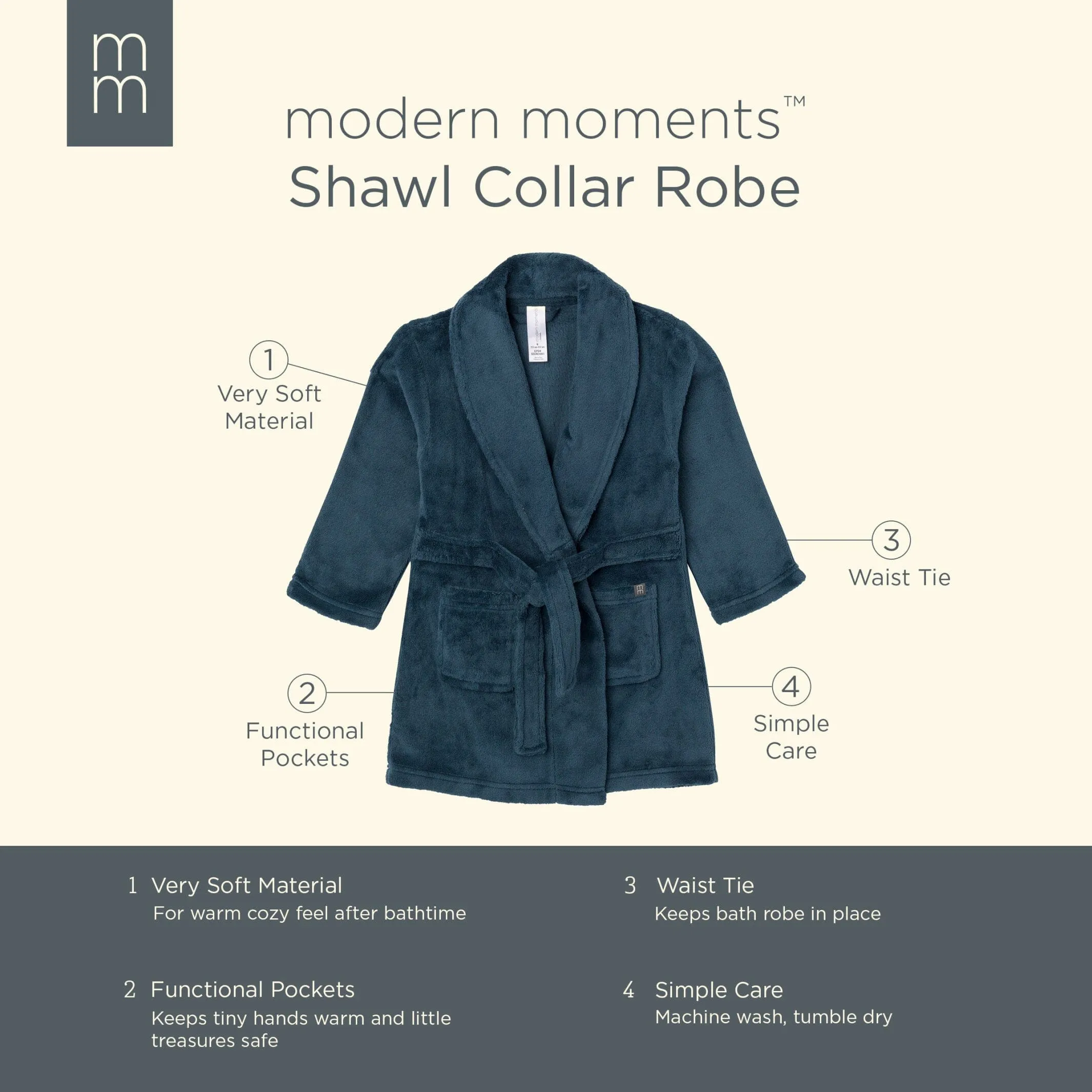 Embroidered Infant & Toddler Boys Navy Shawl Collar Robe Gerber Childrenswea