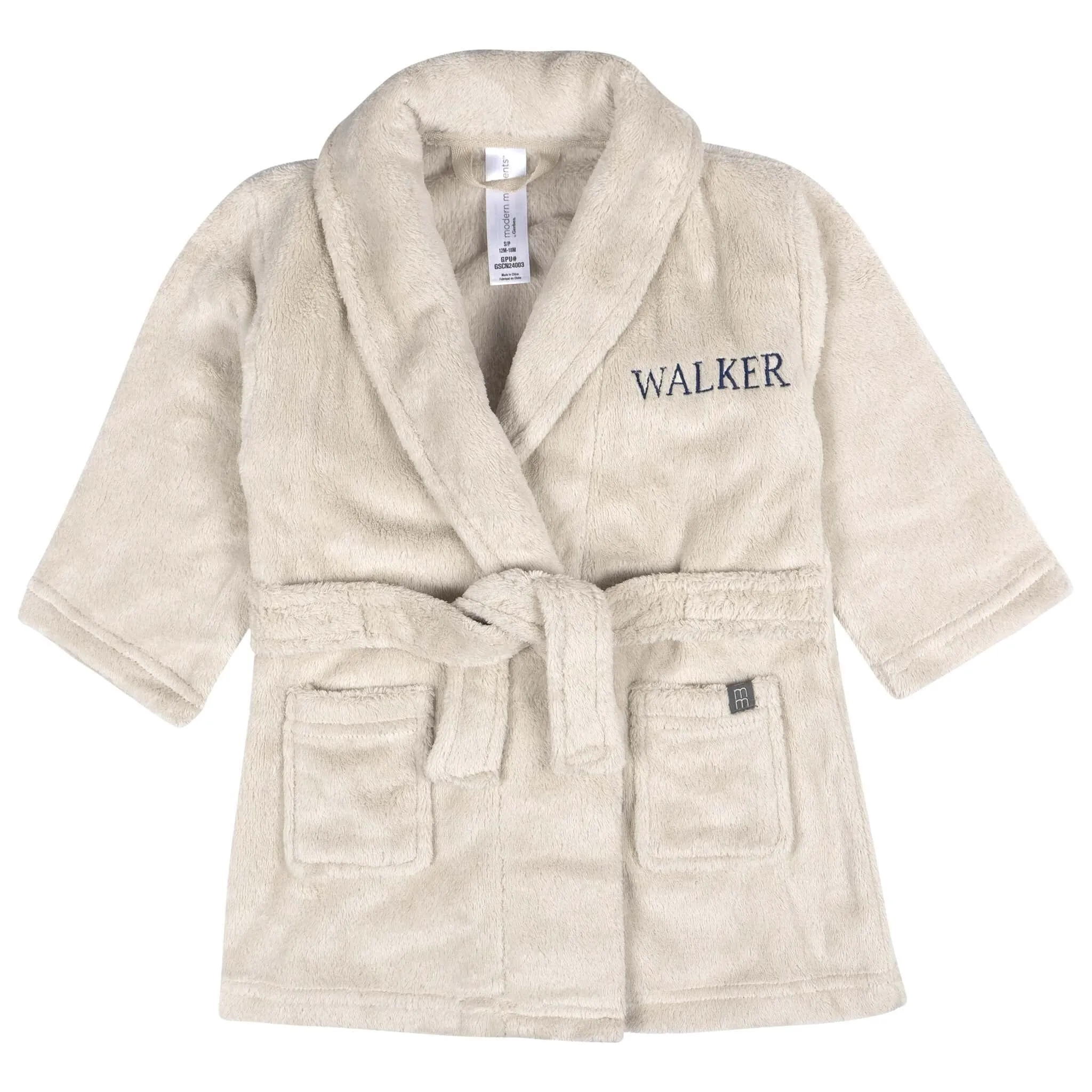 Embroidered Infant & Toddler Neutral Light Beige Shawl Collar Robe Gerber Childrenswea