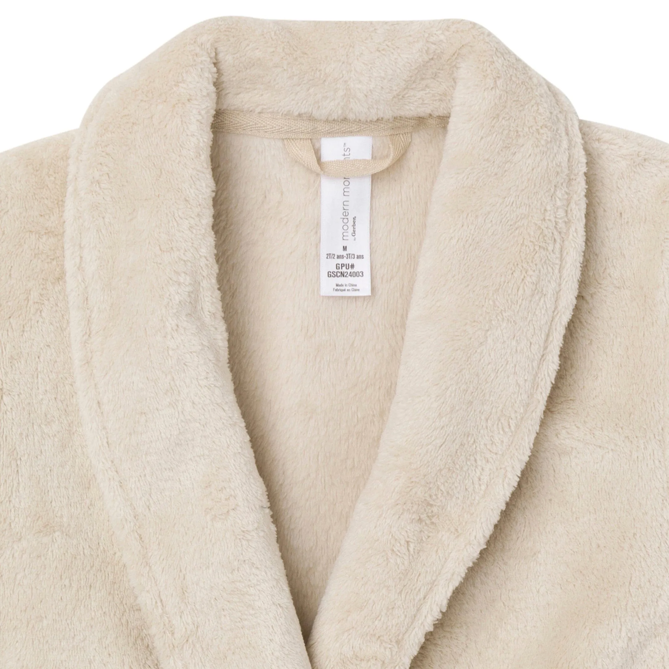 Embroidered Infant & Toddler Neutral Light Beige Shawl Collar Robe Gerber Childrenswea
