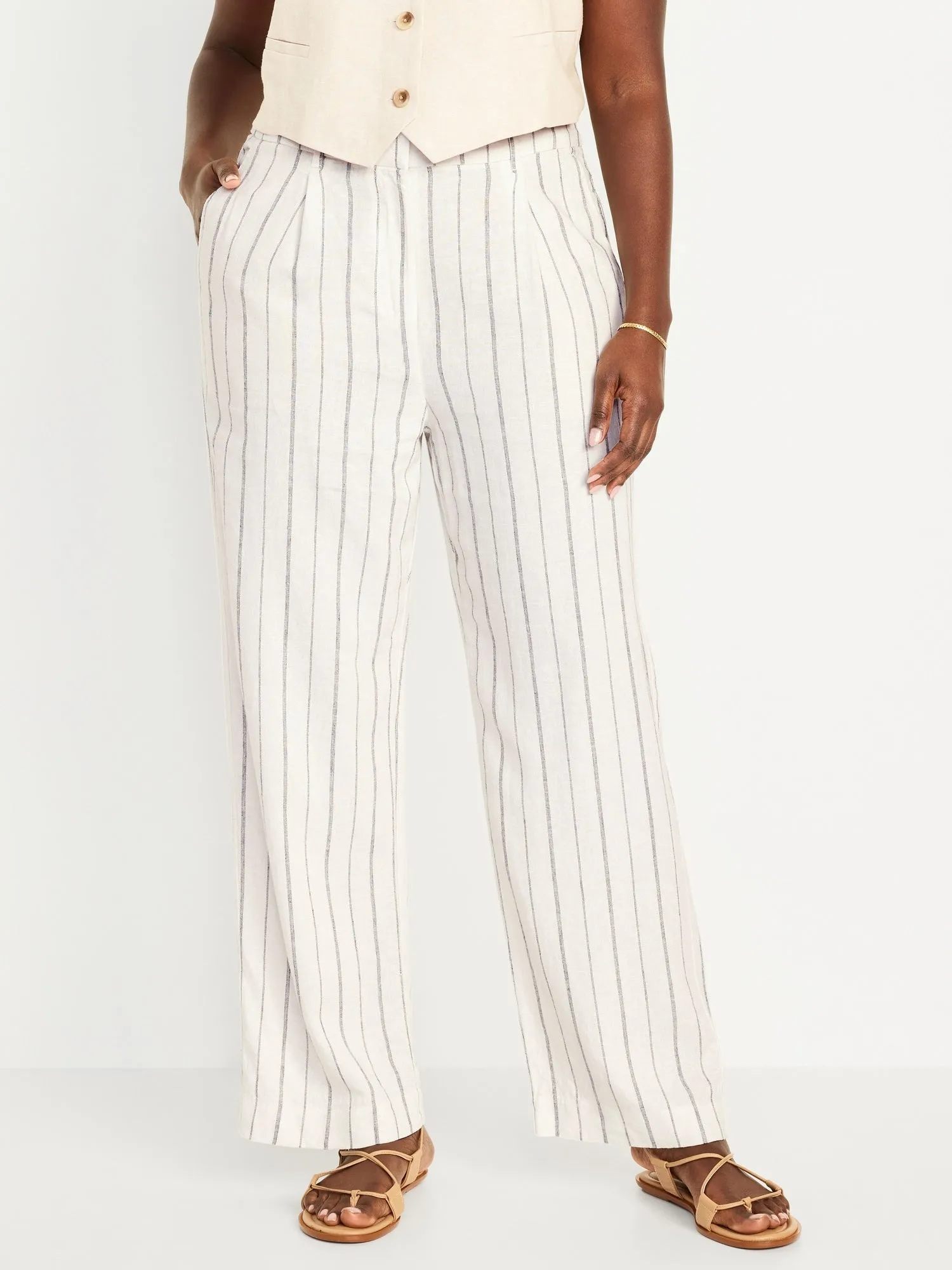 Extra High-Waisted Linen-Blend Wide-Leg Taylor Pants