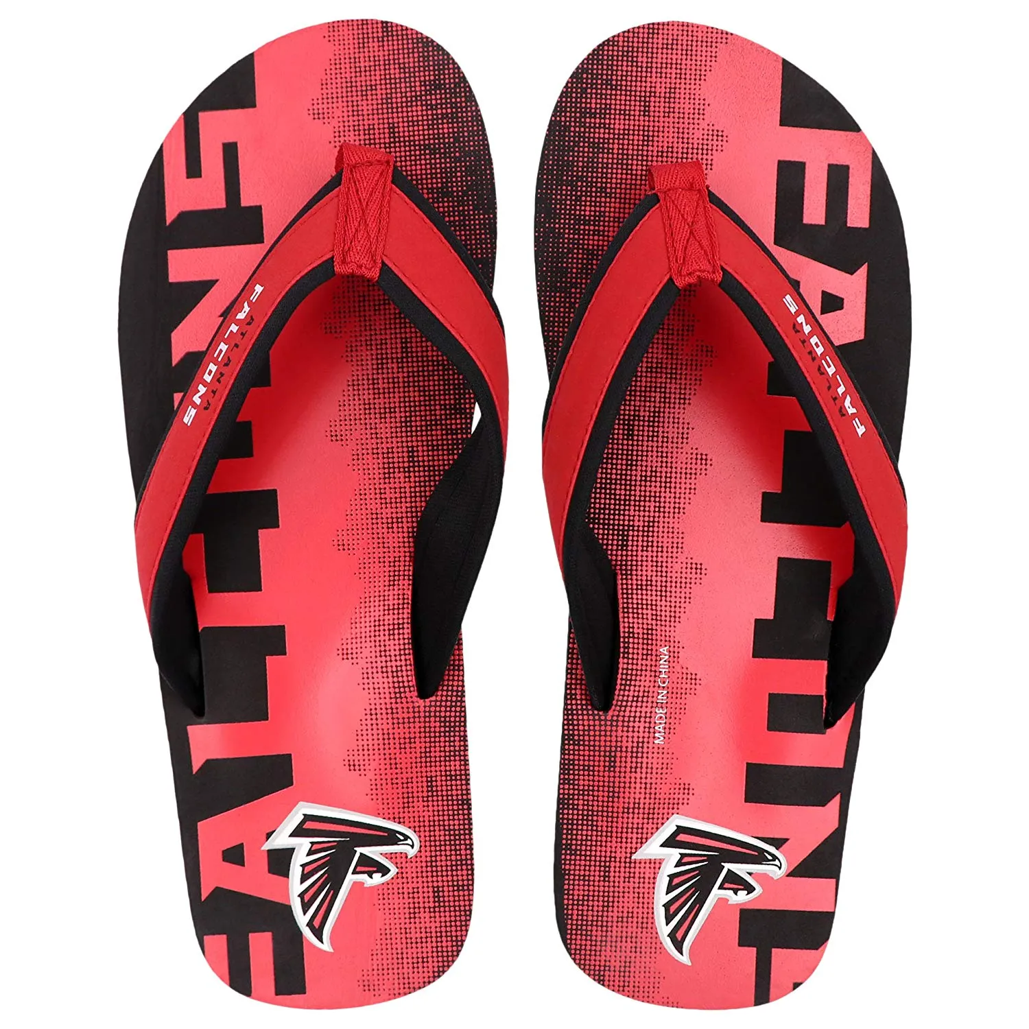 FOCO NFL Men's Atlanta Falcons Contour Fade Wordmark Thong Sandals