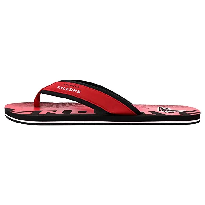 FOCO NFL Men's Atlanta Falcons Contour Fade Wordmark Thong Sandals