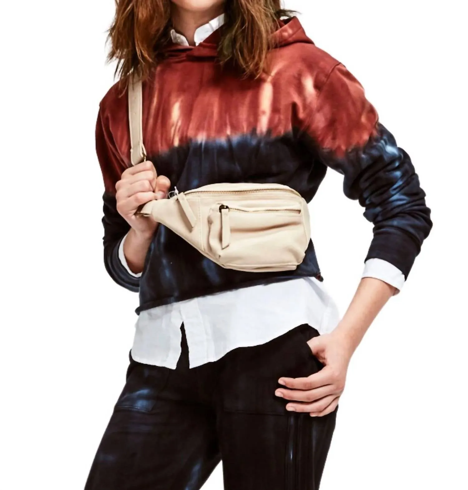 Girl Fiery Tie Dye Hoodie In Rust/navy