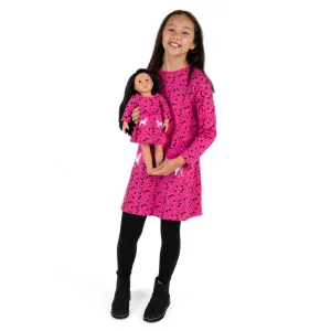 Girls and Matching Doll Cotton Dress Dots with Pocket