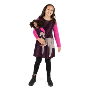 Girls and Matching Doll Cotton Dress Elephant