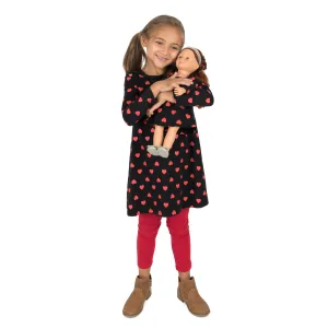 Girls and Matching Doll Cotton Dress Hearts