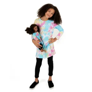 Girls and Matching Doll Cotton Dress Tie Dye