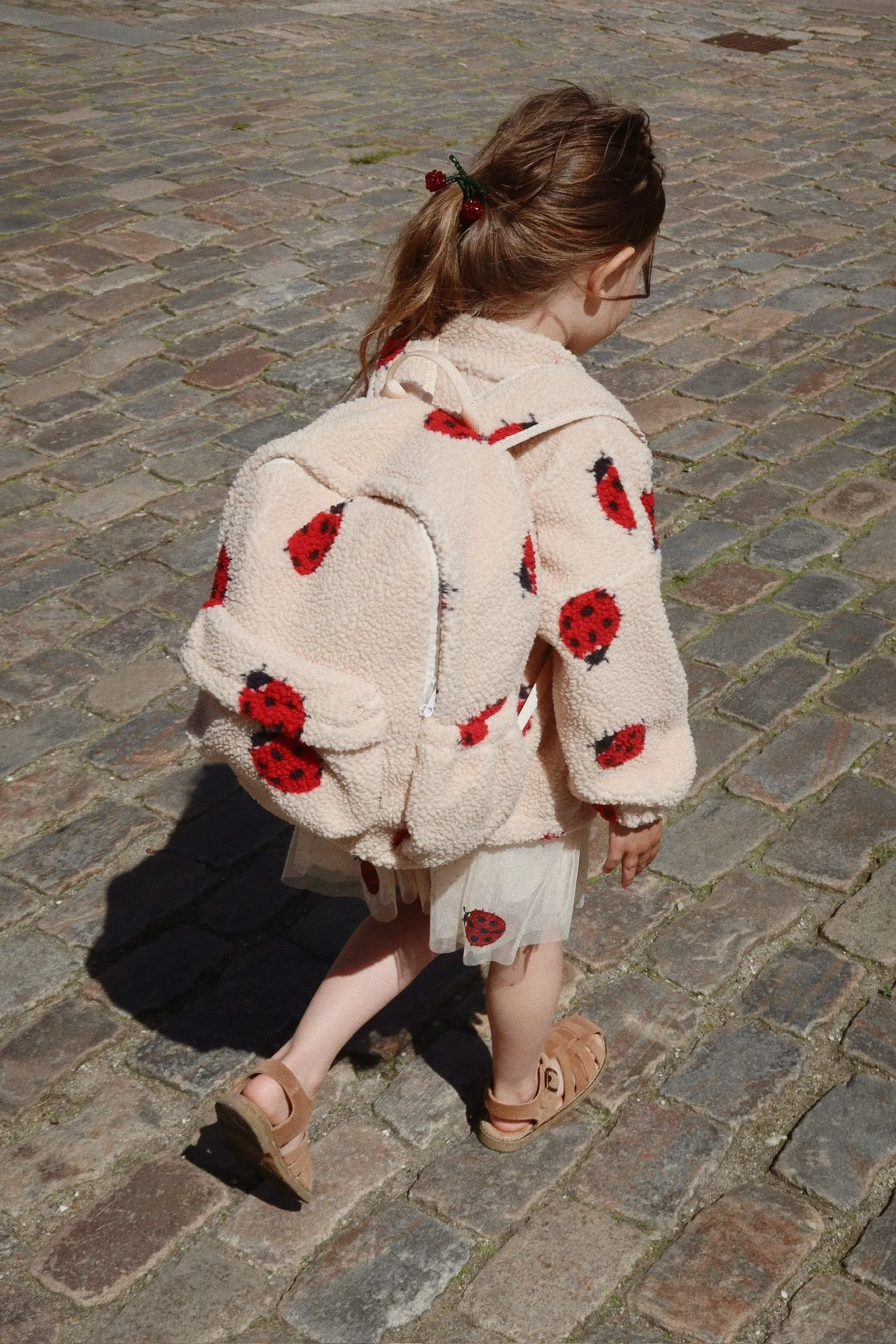 Girls Jody Ladybug Teddy Backpack in Beige (32cm)