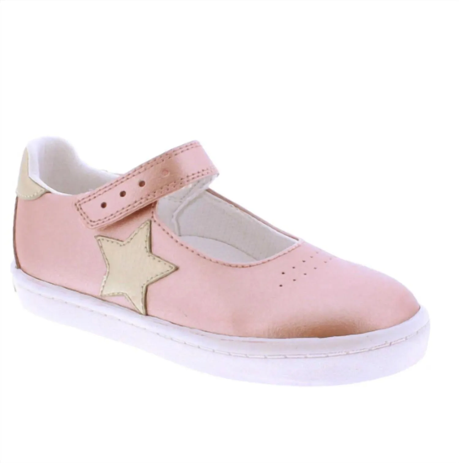 Girl's Stella Flat Shoes In Rose/gold Leather