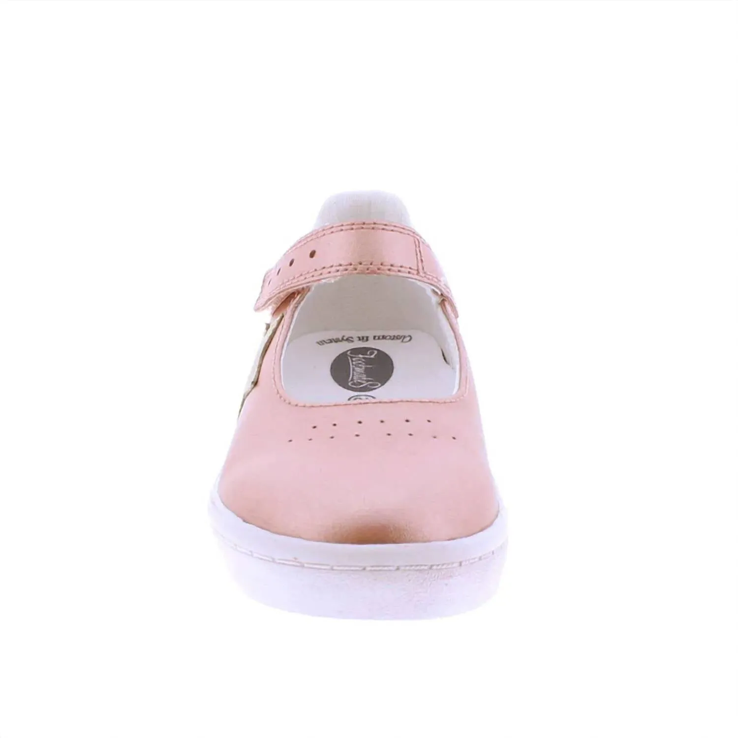 Girl's Stella Flat Shoes In Rose/gold Leather