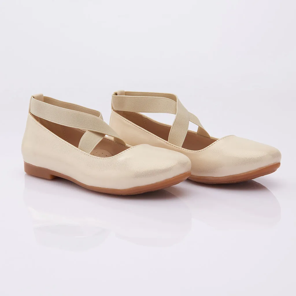 Gold Satin Baby Ballerina Flats