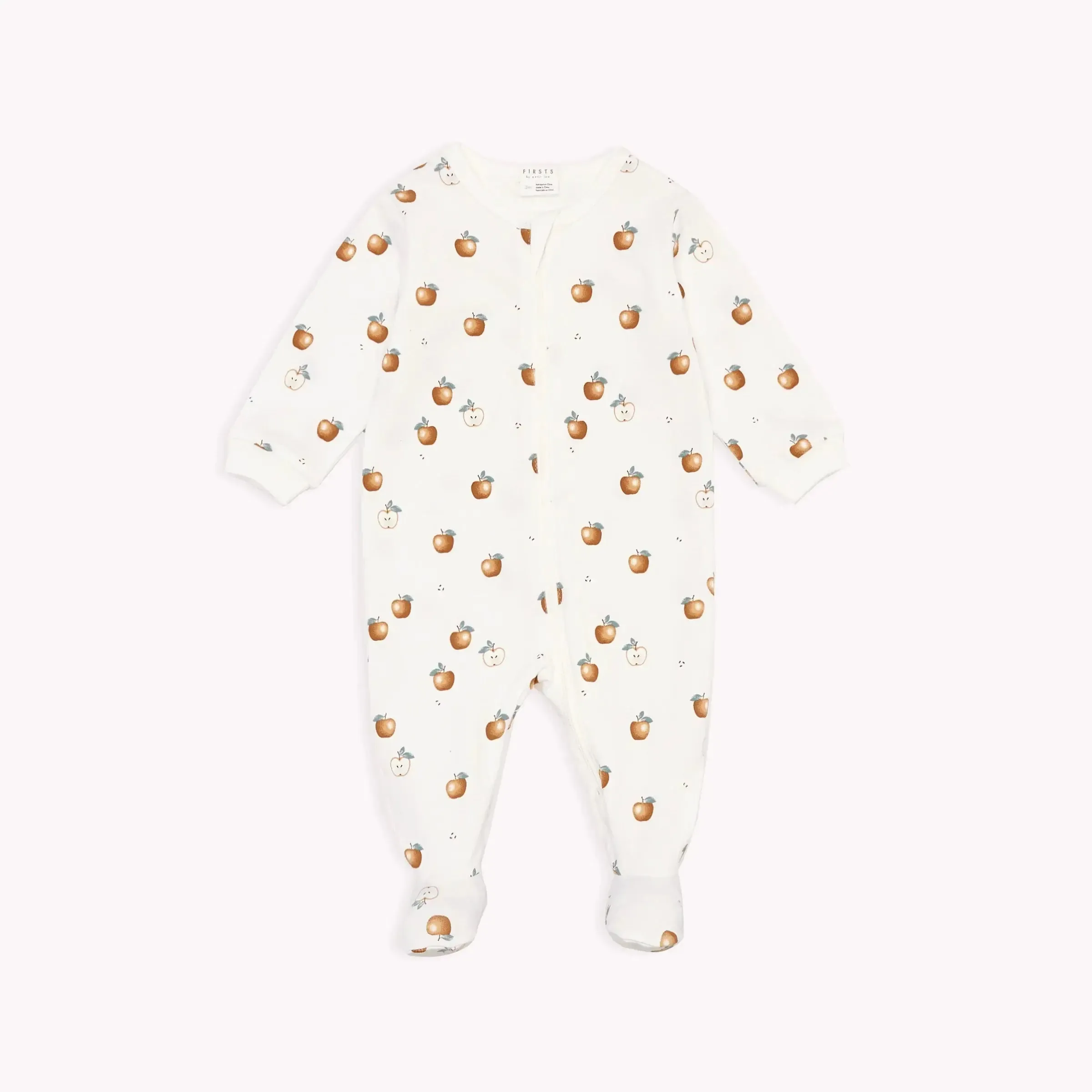 Golden Apples Print on Off-White Footed Sleeper | Petit Lem