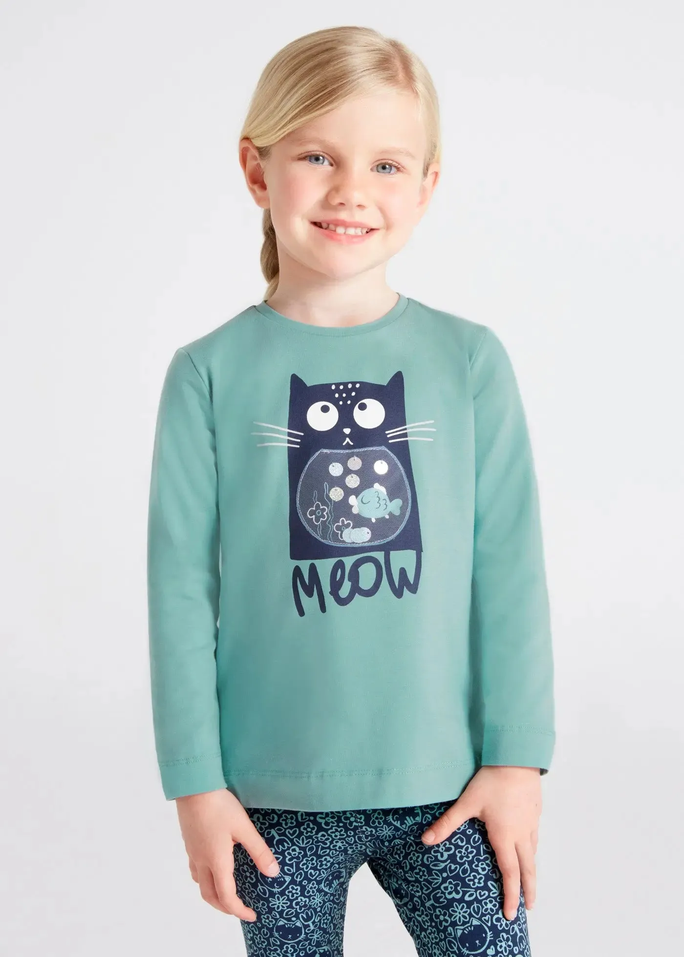 Graphic Long Sleeved T-shirt Girl - Jade | Mayoral