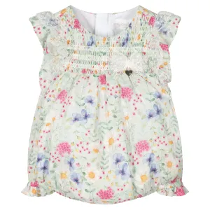 Green Aqua Floral Ruffle Shortie