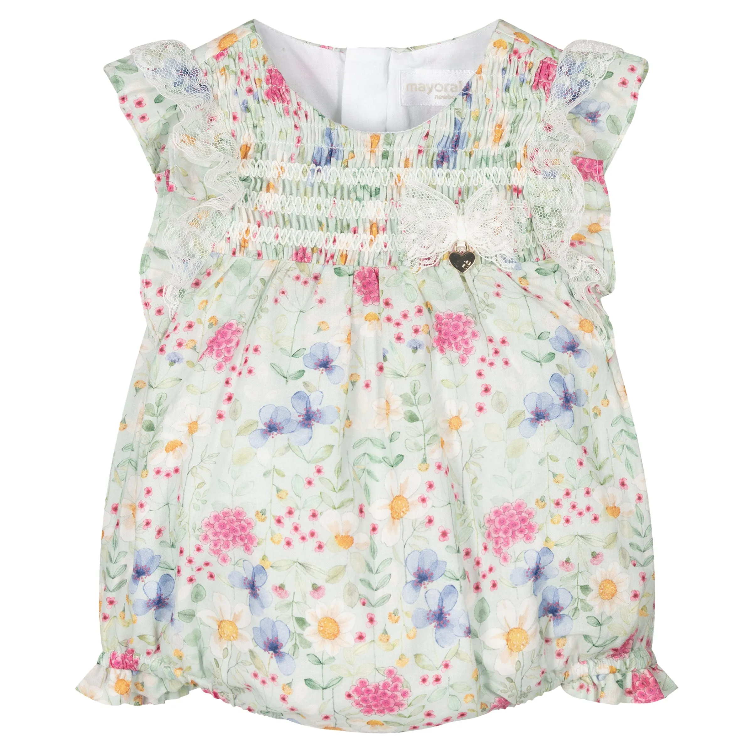 Green Aqua Floral Ruffle Shortie