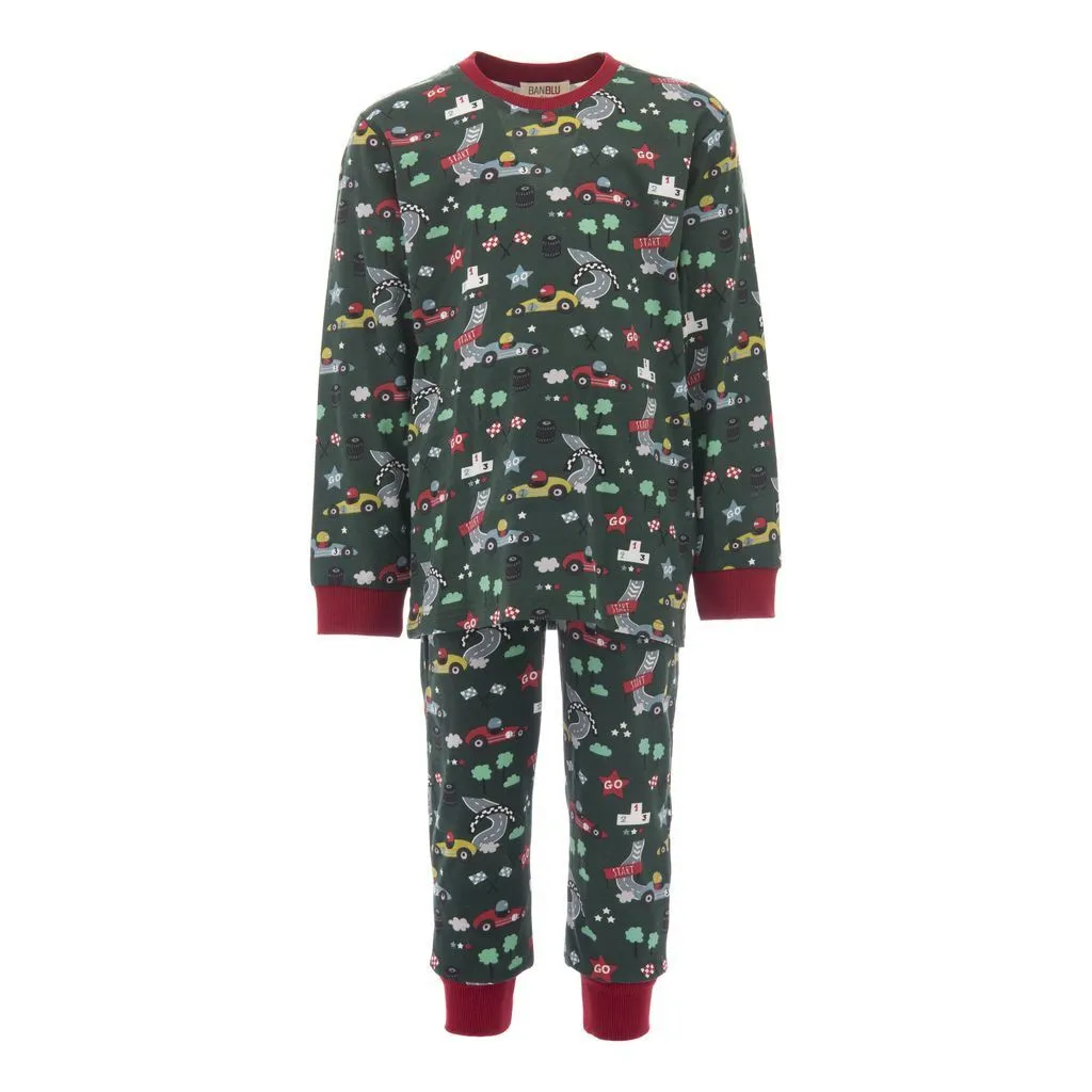 Green Race Car Print PJ Set