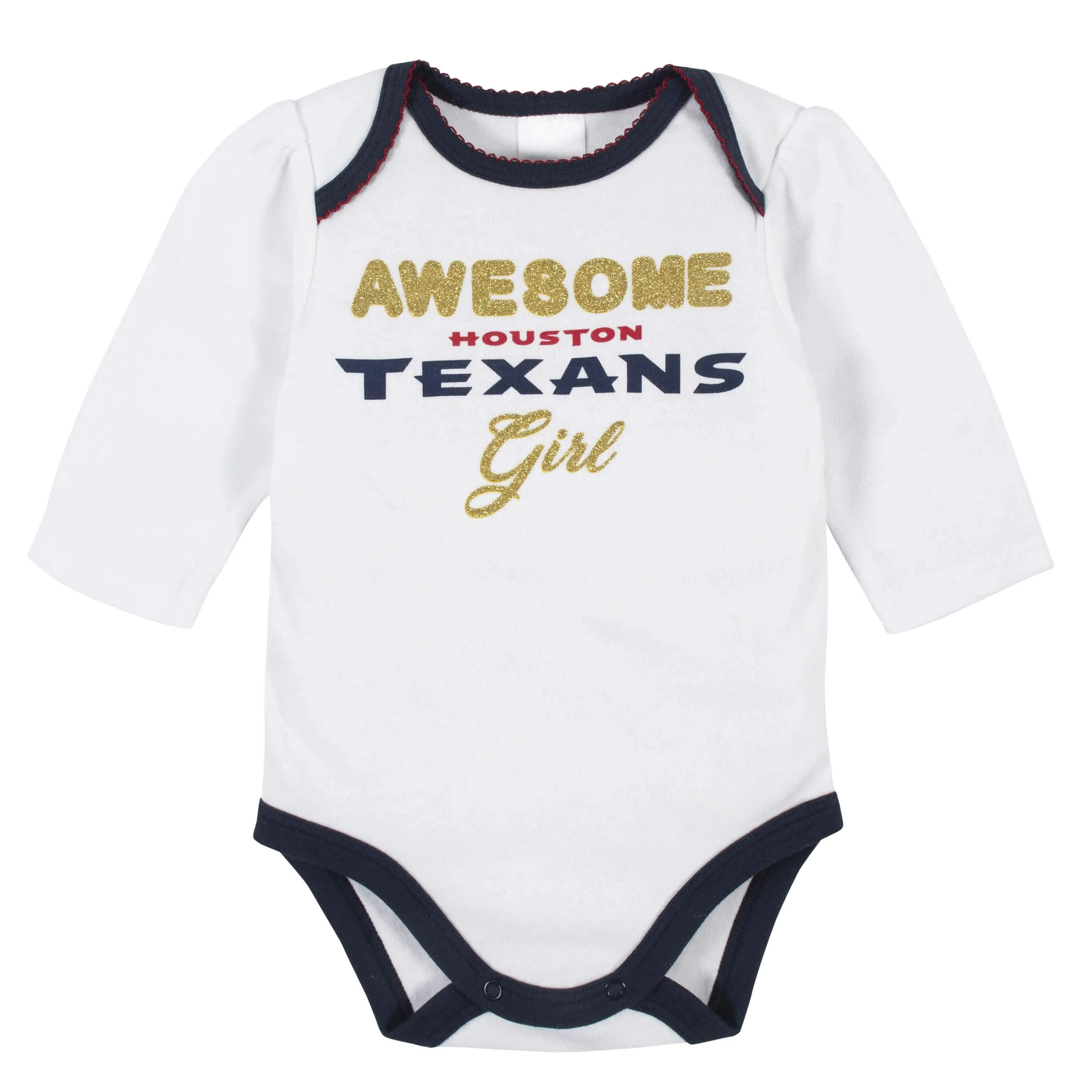 Houston Texans Baby Girls Bodysuit, Footed Pant, and Cap Set Gerber Childrenswea