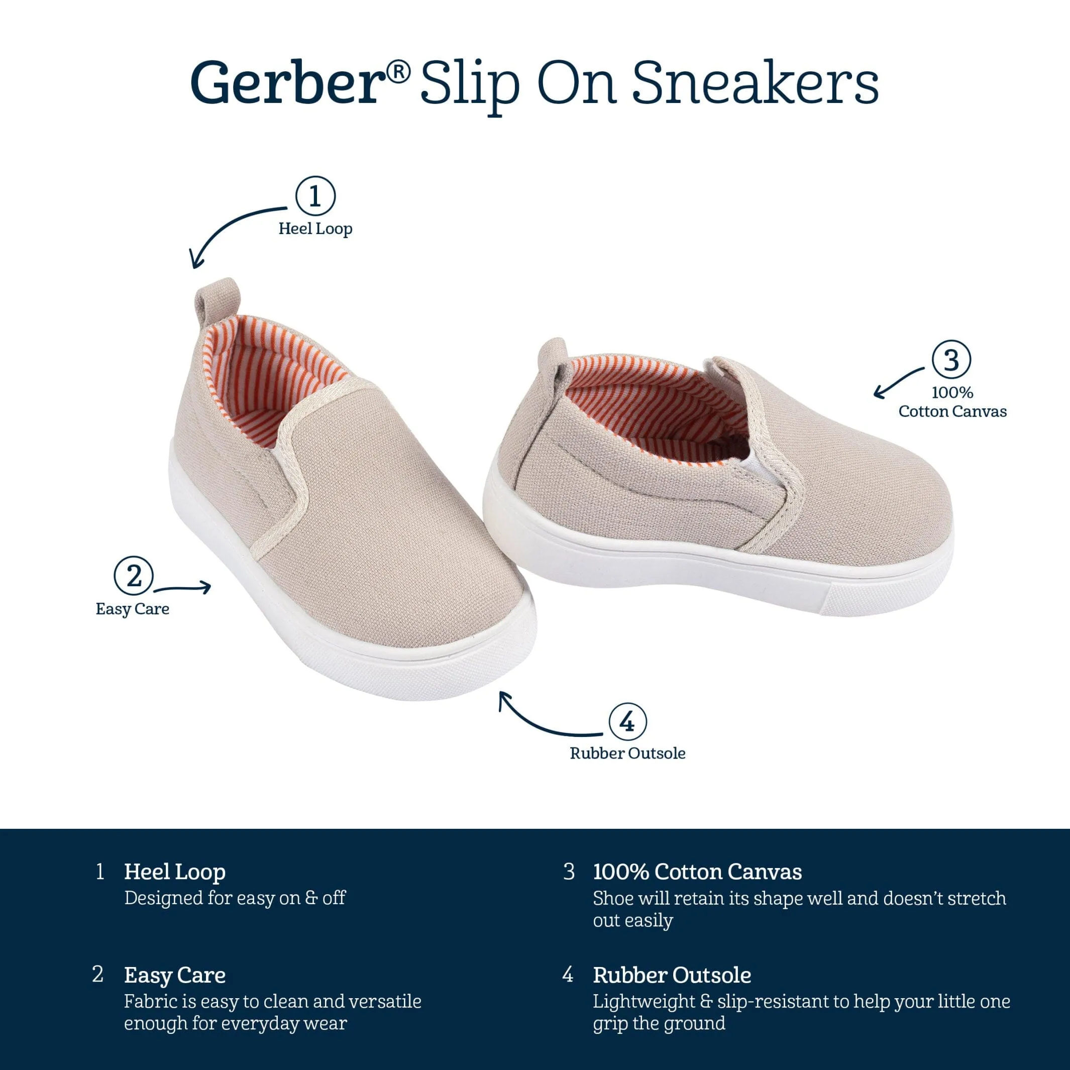 Infant & Toddler Boys Khaki Slip-On Sneaker Gerber Childrenswea