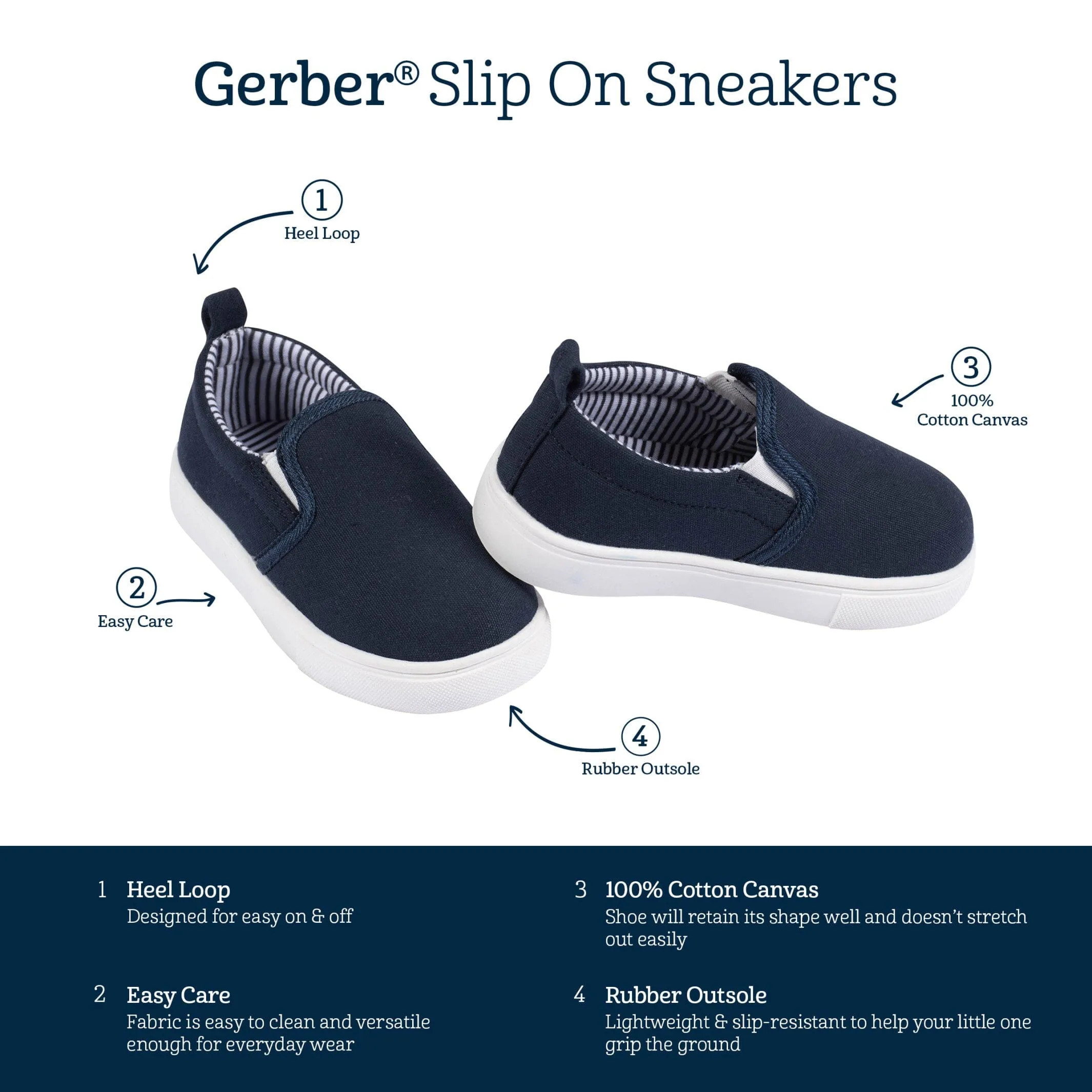 Infant & Toddler Boys Navy Slip-On Sneaker Gerber Childrenswea