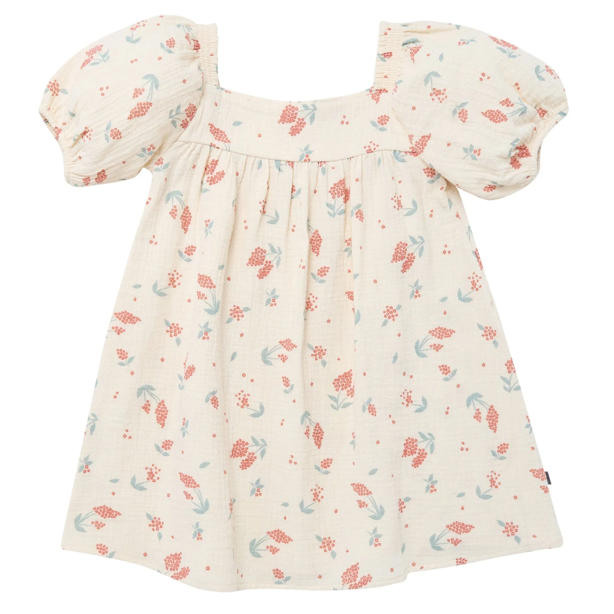 Infant & Toddler Girls Beige Tossed Lavender Puff Sleeve Dress Gerber Childrenswea