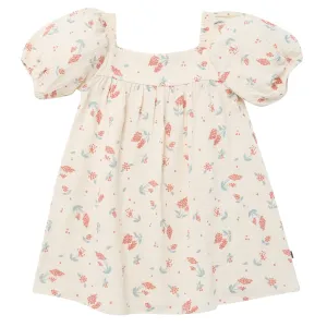Infant & Toddler Girls Beige Tossed Lavender Puff Sleeve Dress Gerber Childrenswea