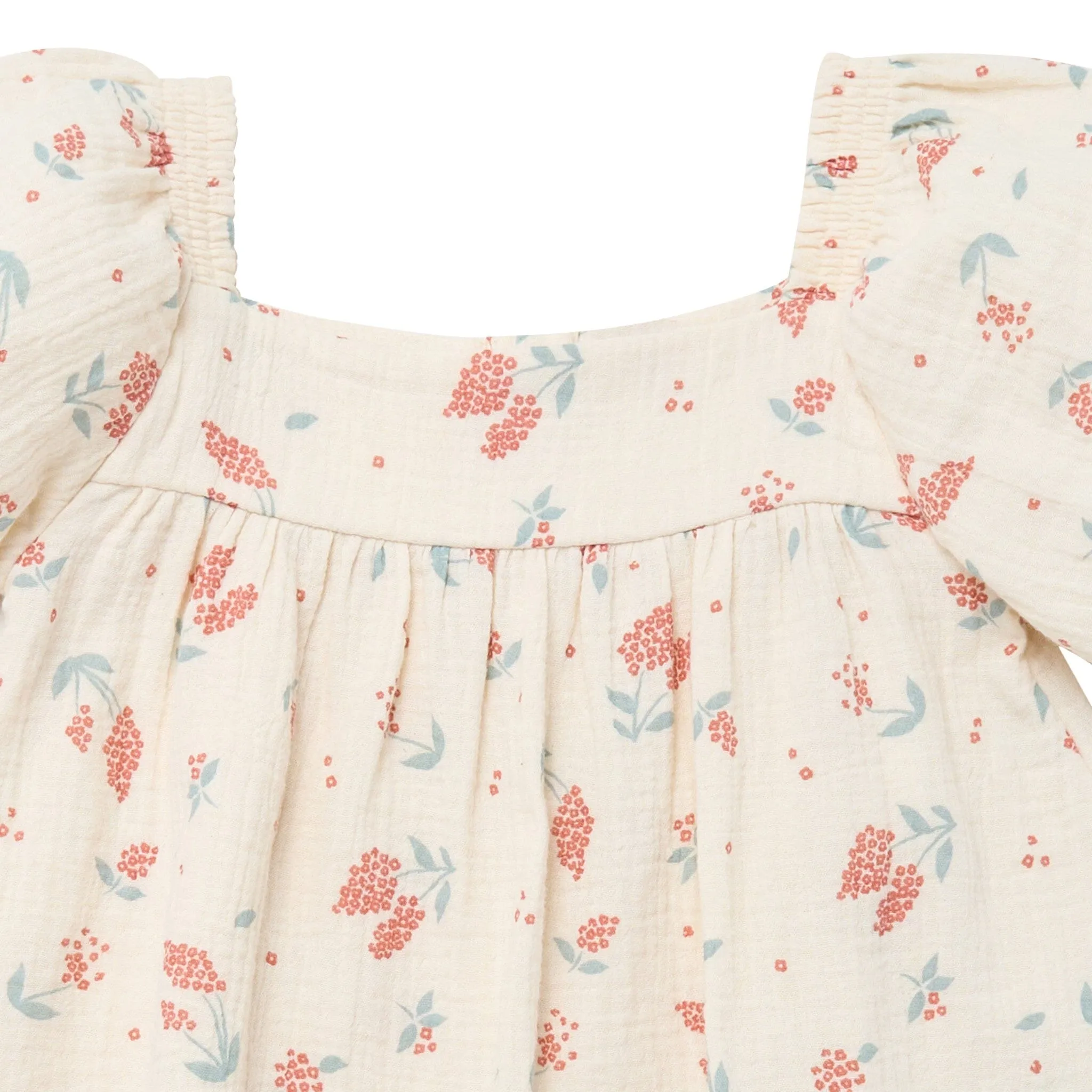 Infant & Toddler Girls Beige Tossed Lavender Puff Sleeve Dress Gerber Childrenswea