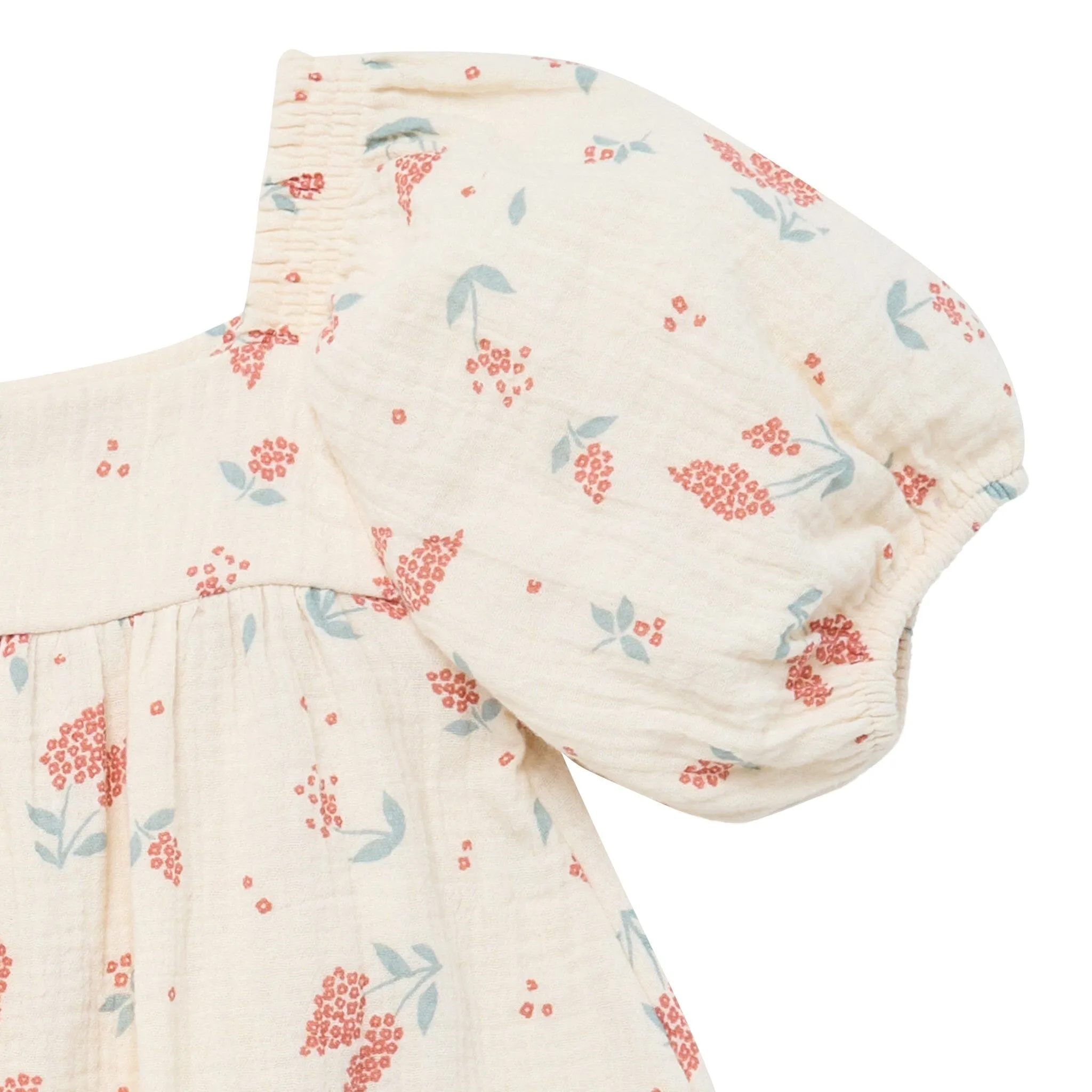 Infant & Toddler Girls Beige Tossed Lavender Puff Sleeve Dress Gerber Childrenswea