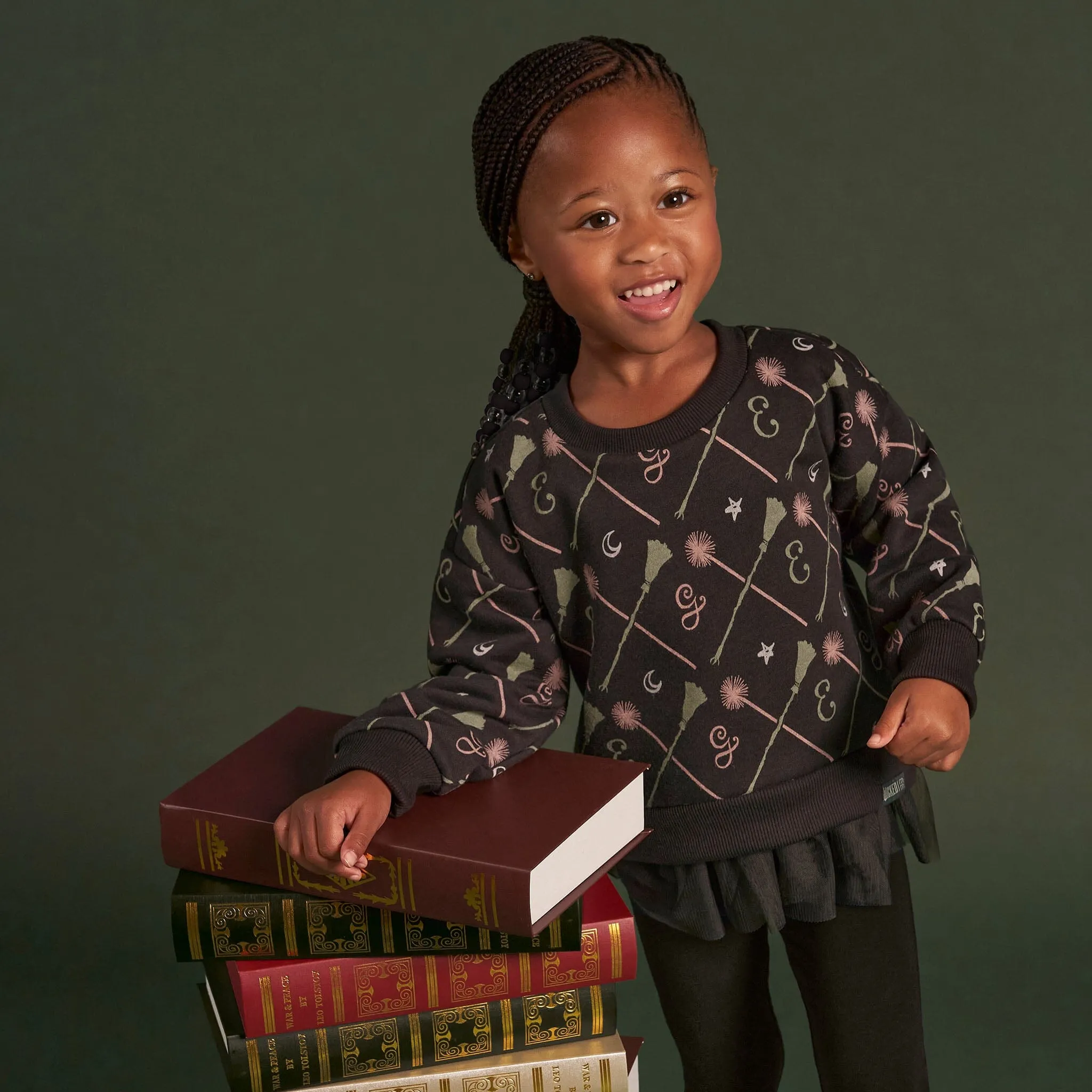 Infant & Toddler Girls Black Wand & Broom Wicked Sweatshirt Gerber Childrenswea