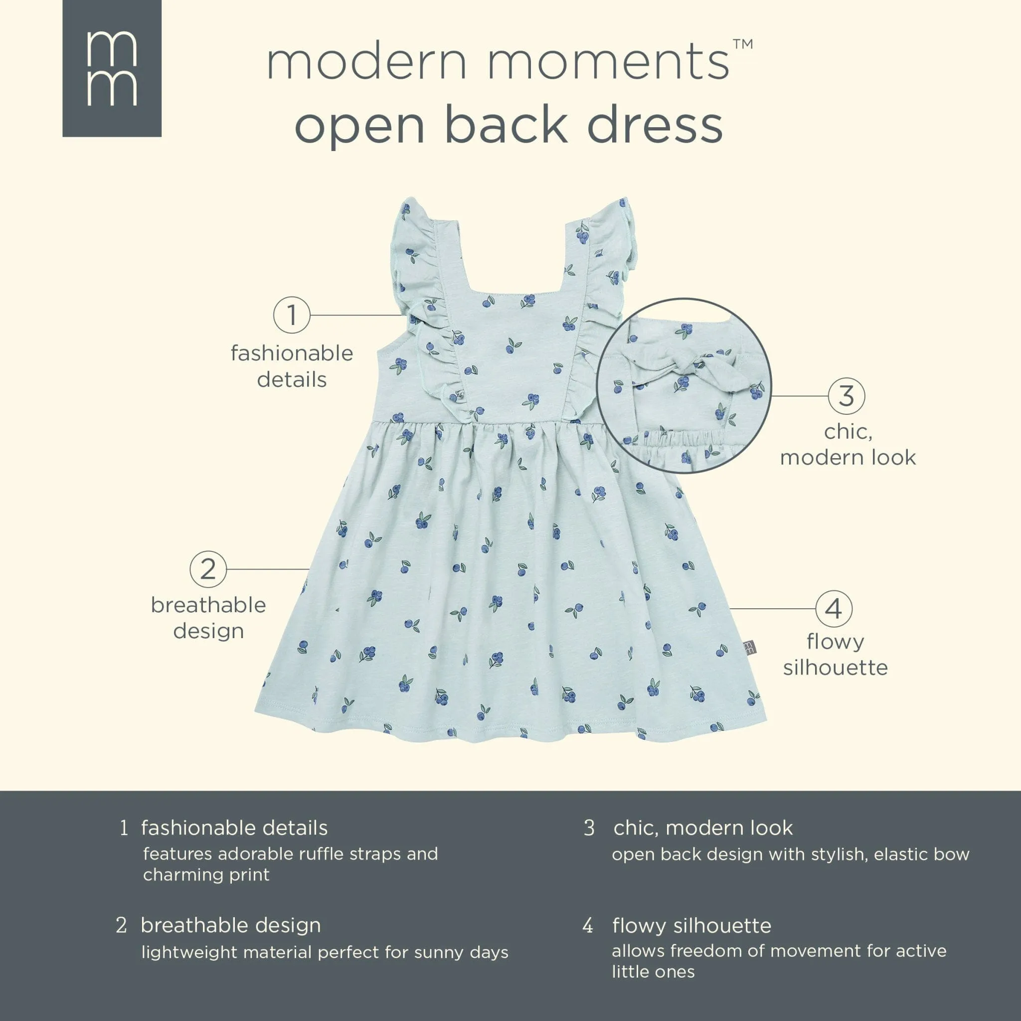 Infant & Toddler Girls Blueberries Bow Back Dress Gerber Childrenswea