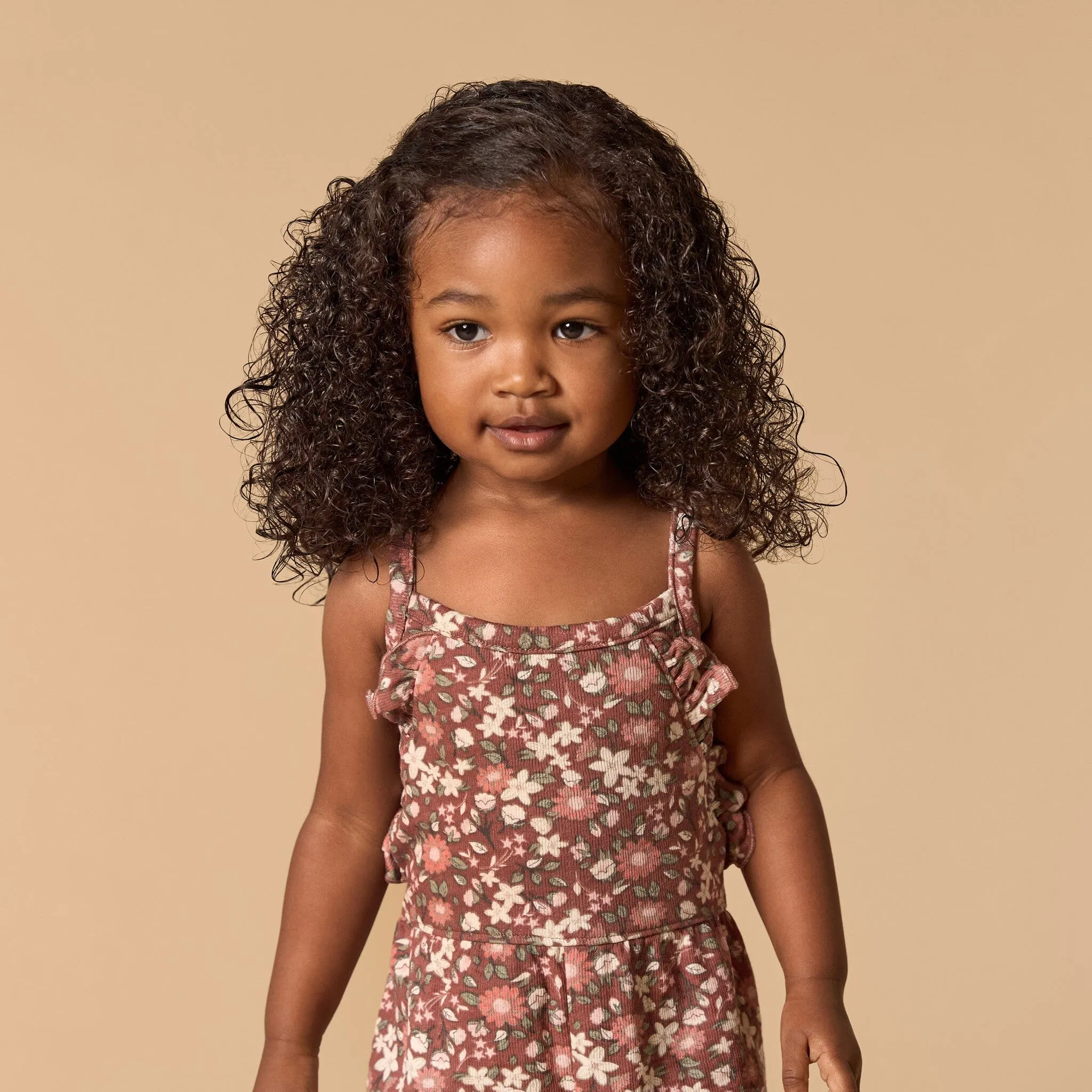 Infant & Toddler Girls Brown Star Floral Ruffle Romper Gerber Childrenswea